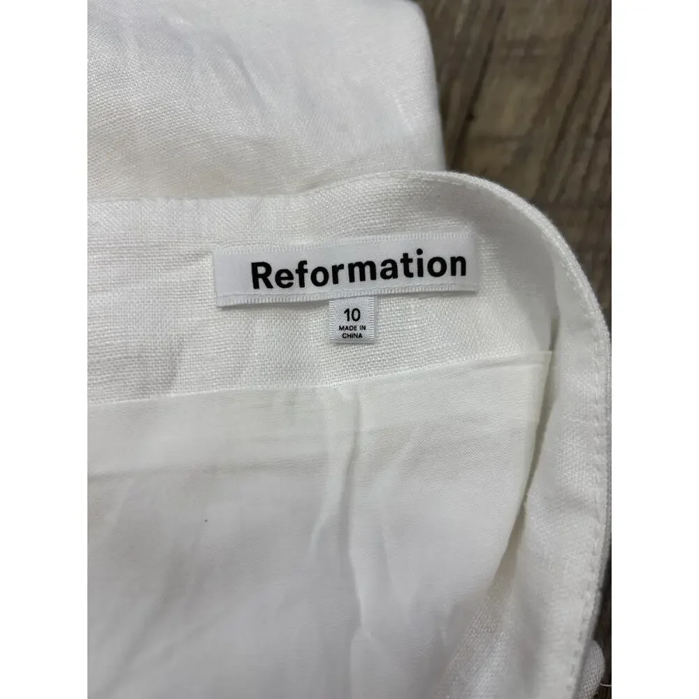 Reformation Womens Size 10 Grace Linen Two Piece White Skirt & Top